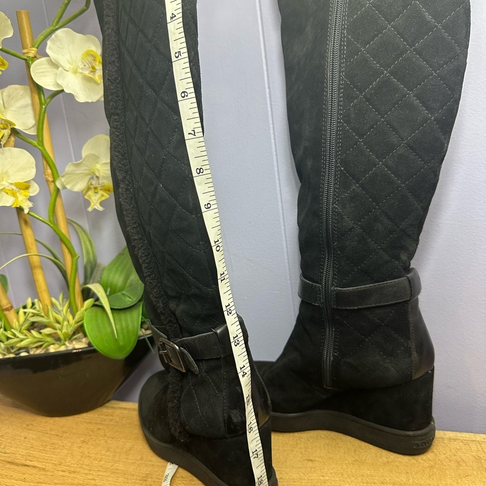 Aquatalia quilted suede lined wedge boots - Picture 9 of 12